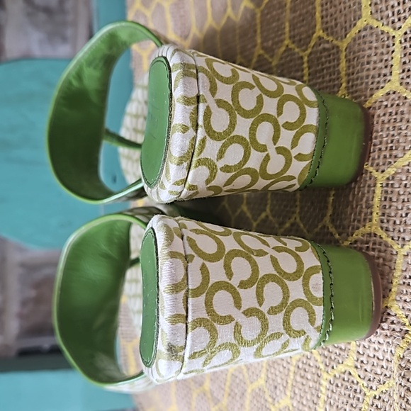 Coach Signature Print Felicia Green Platform Wedges - Picture 8 of 8